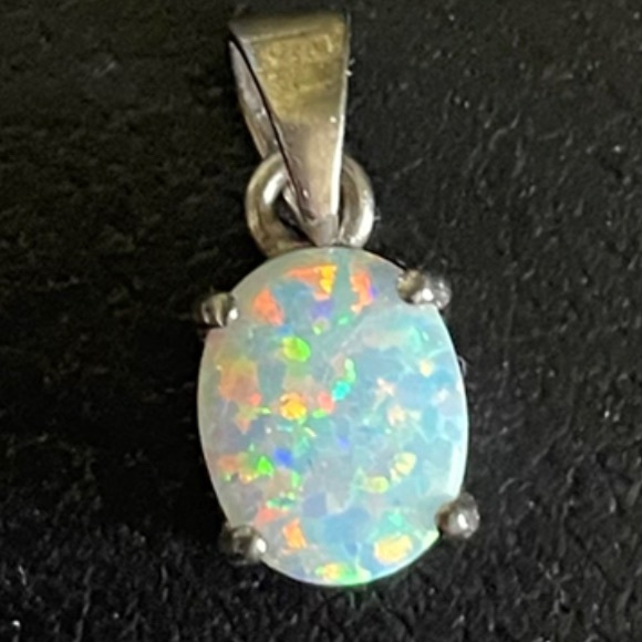 • Dainty Opal Pendant • - Picture 3 of 6